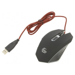 Mouse optic negru-roșu USB cu 6 butoane și cablu 1,3m | Electronic-mag.ro | Componente Electronice