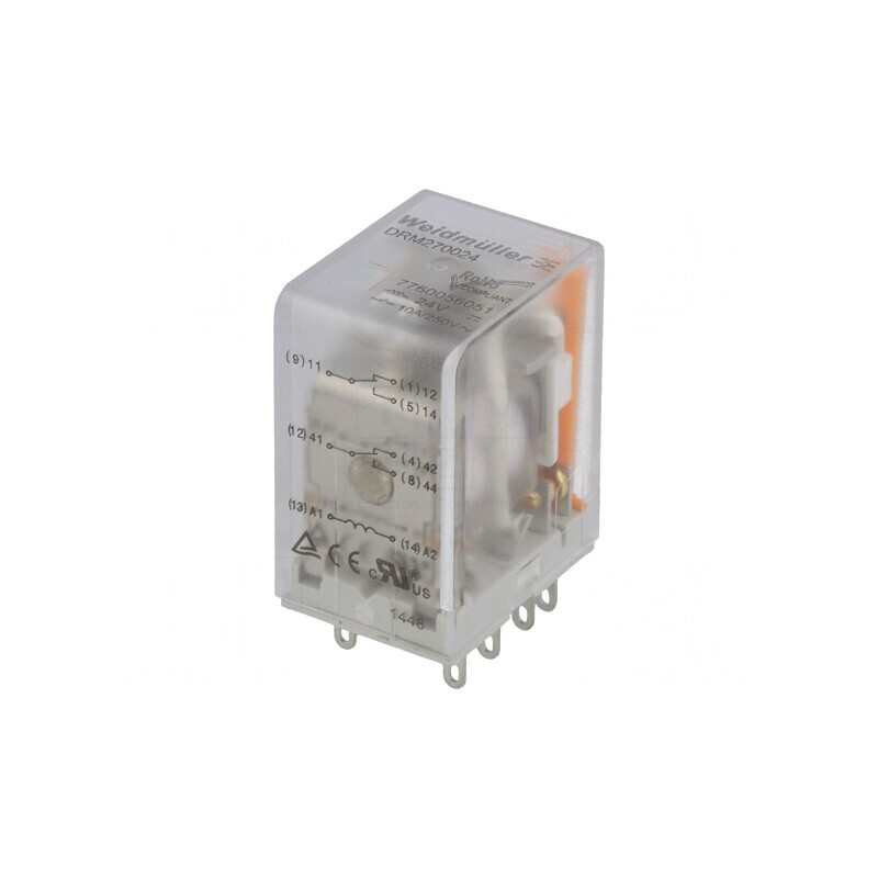 Releu electromagnetic DPDT 24VDC 10A | Electronic-mag.ro | Componente Electronice