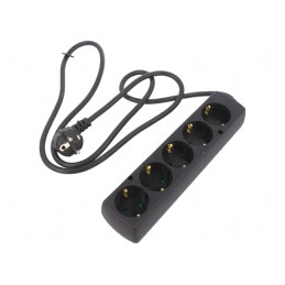 Prelungitor alimentare 5 prize Schuko negru 3x1,5mm2 | Electronic-mag.ro | Componente Electronice