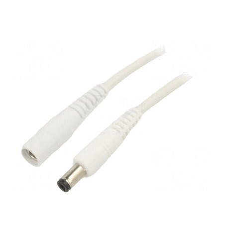 Cablu Alb 1x1mm2 DC 5,5/2,1 Mufă - Soclu 3m | Electronic-mag.ro | Componente Electronice