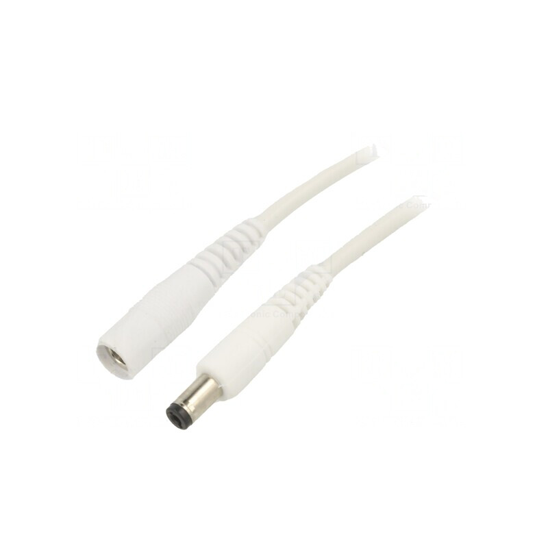 Cablu Alimentare DC Alb 3m 1x1mm2 Mufă și Soclu 5,5/2,5 | Electronic-mag.ro | Componente Electronice