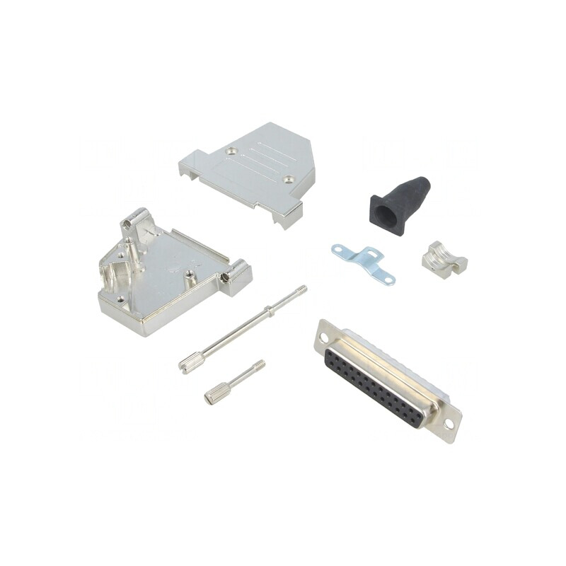 Conector D-Sub 25 Pini Femelă pentru Lipire pe Cablu - Negru | Electronic-mag.ro | Componente Electronice