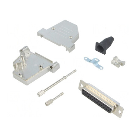 Conector D-Sub 25 Pini Femelă pentru Lipire pe Cablu - Negru | Electronic-mag.ro | Componente Electronice