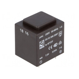 Transformator încapsulat 3,6VA 230V 7,5V 480mA PCB | Electronic-mag.ro | Componente Electronice