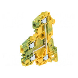 Conector Șine 0,2-6mm2 1 Pistă 4 Borne Galben-Verde | Electronic-mag.ro | Componente Electronice
