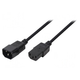 Cablu Prelungitor IEC C13 la IEC C14 3m Negru 10A 250V | Electronic-mag.ro | Componente Electronice