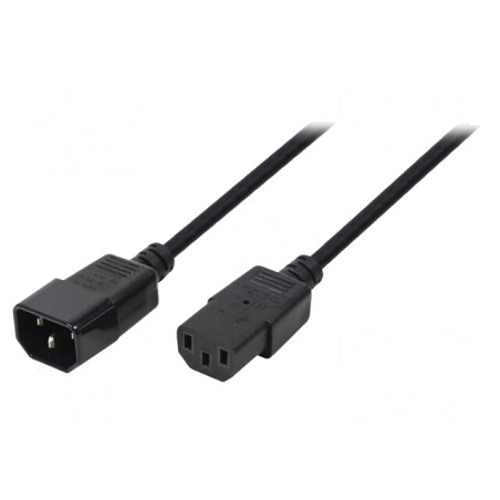Cablu Prelungitor IEC C13 la IEC C14 3m Negru 10A 250V | Electronic-mag.ro | Componente Electronice