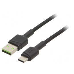 Cablu USB 2.0 USB-A la USB-C 1.2m Negru 480Mbps