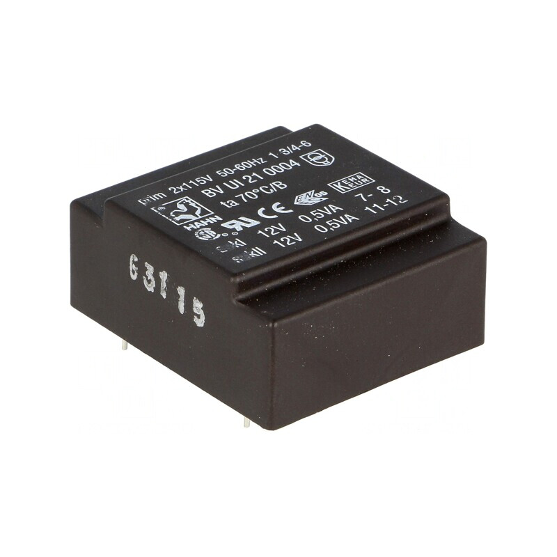 Transformator încapsulat 1VA 115V-12V PCB | Electronic-mag.ro | Componente Electronice