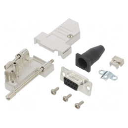 Conector D-Sub 9 PIN Mamă Unghi 45° Lipire Pe Cablu Gold Flash | Electronic-mag.ro | Componente Electronice