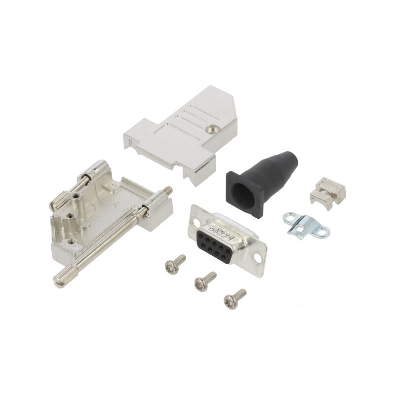 Conector D-Sub 9 PIN Mamă Unghi 45° Lipire Pe Cablu Gold Flash | Electronic-mag.ro | Componente Electronice