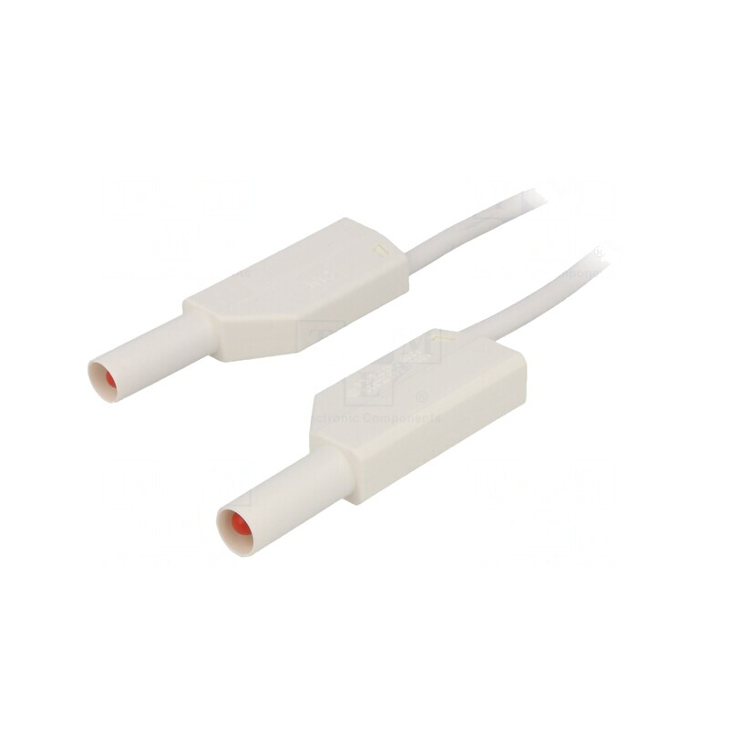 Cablu de măsurare 32A mufă banană 4 mm alb | Electronic-mag.ro | Componente Electronice