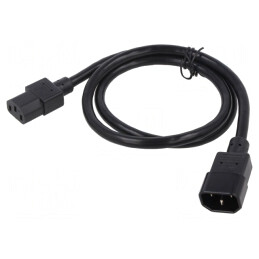Cablu Alimentare 1m Negru 3x18AWG IEC C13-C14 10A | Electronic-mag.ro | Componente Electronice