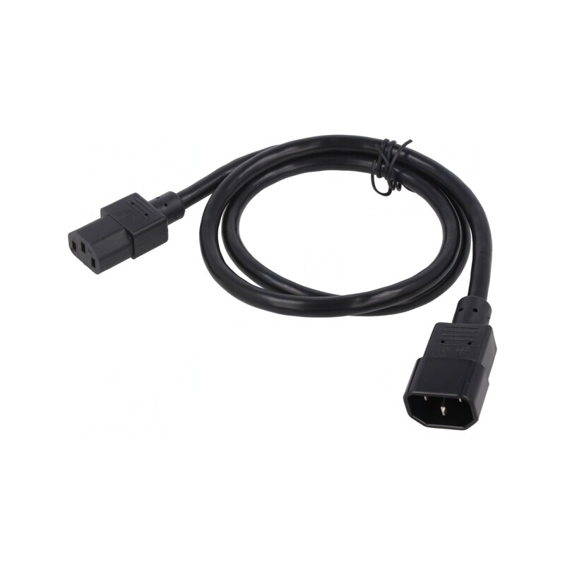 Cablu Alimentare 1m Negru 3x18AWG IEC C13-C14 10A | Electronic-mag.ro | Componente Electronice