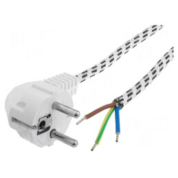 Cablu Alimentare 3x0.75mm2 2m Alb cu Ștecăr în Unghi | Electronic-mag.ro | Componente Electronice