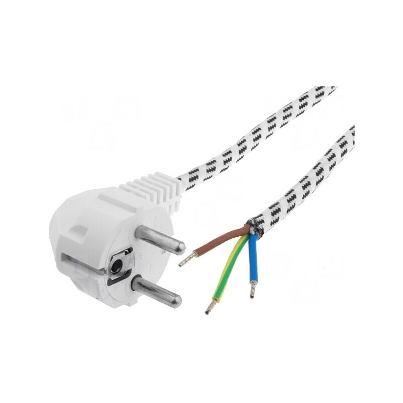 Cablu Alimentare 3x0.75mm2 2m Alb cu Ștecăr în Unghi | Electronic-mag.ro | Componente Electronice Cablu Alimentare 3x0.75mm2 2m Alb cu Ștecăr în Unghi | Electronic-mag.ro | Componente Electronice
