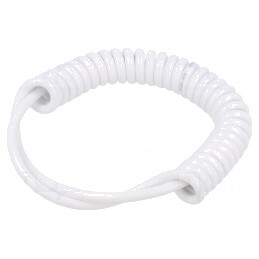 Cablu spiralat neecranat PUR alb 5x0,22mm2 300V 0,2m-0,8m | Electronic-mag.ro | Componente Electronice