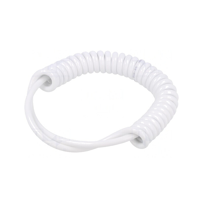 Cablu spiralat neecranat PUR alb 5x0,22mm2 300V 0,2m-0,8m | Electronic-mag.ro | Componente Electronice