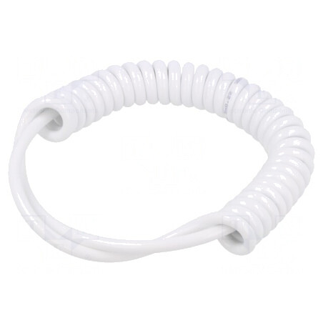Cablu spiralat neecranat PUR alb 5x0,22mm2 300V 0,2m-0,8m | Electronic-mag.ro | Componente Electronice