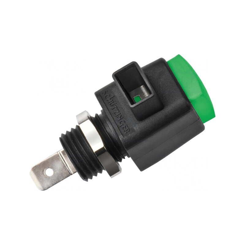 Clemă de laborator verde 300VDC 16A 44mm | Electronic-mag.ro | Componente Electronice