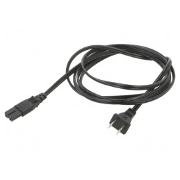 Cablu Alimentare 2x18AWG IEC C7 - NEMA 1-15, 2.4m Negru | Electronic-mag.ro | Componente Electronice