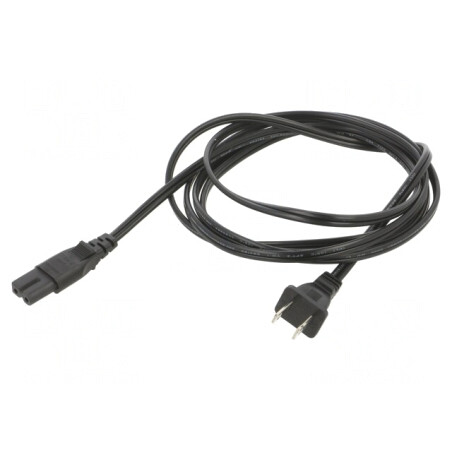 Cablu Alimentare 2x18AWG IEC C7 - NEMA 1-15, 2.4m Negru | Electronic-mag.ro | Componente Electronice