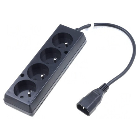 Cablu Prelungitor 3x1mm2 cu 4 Prize, 0.3m | Electronic-mag.ro | Componente Electronice