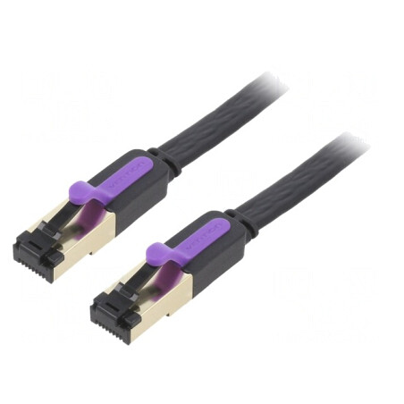 Patch Cord Negru 8m U/FTP Cat 7 Cu Placare Aurită | Electronic-mag.ro | Componente Electronice