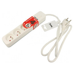Prelungitor alimentare 4 prize PVC alb 1.5m 16A | Electronic-mag.ro | Componente Electronice