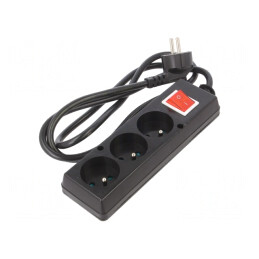 Prelungitor Alimentare 3 Prize PVC Negru 1,5m 16A | Electronic-mag.ro | Componente Electronice