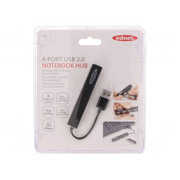 Hub USB 2.0 Negru cu 4 Porturi 480Mbps | Electronic-mag.ro | Componente Electronice
