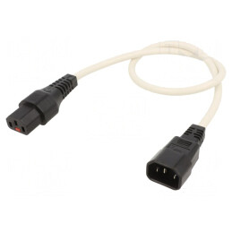 Cablu de Alimentare IEC C13 Mamă la IEC C14 Tată 0,5m Alb cu Blocare | Electronic-mag.ro | Componente Electronice