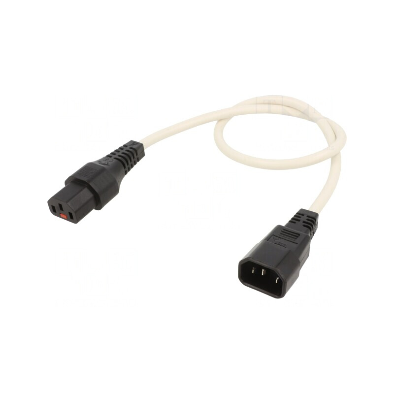 Cablu de Alimentare IEC C13 Mamă la IEC C14 Tată 0,5m Alb cu Blocare | Electronic-mag.ro | Componente Electronice