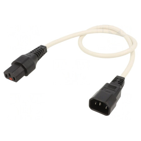 Cablu de Alimentare IEC C13 Mamă la IEC C14 Tată 0,5m Alb cu Blocare | Electronic-mag.ro | Componente Electronice