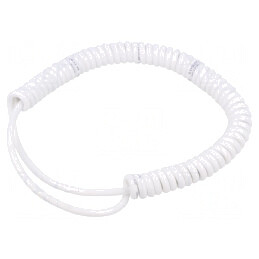 Cablu spiralat alb 0,3m-1,2m 300V PUR 2x0,22mm2