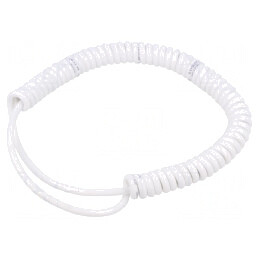 Cablu spiralat alb 0,3m-1,2m 300V PUR 2x0,22mm2 | Electronic-mag.ro | Componente Electronice