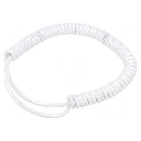 Cablu spiralat alb 0,3m-1,2m 300V PUR 2x0,22mm2 | Electronic-mag.ro | Componente Electronice