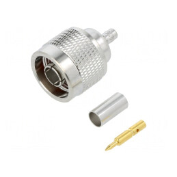 Mufă N Tată Drept Crimpată pe Cablul PTFE Aurit Alamă 50Ω | Electronic-mag.ro | Componente Electronice
