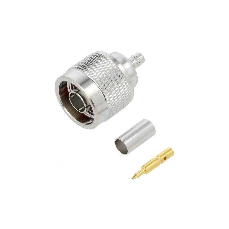 Mufă N Tată Drept Crimpată pe Cablul PTFE Aurit Alamă 50Ω | Electronic-mag.ro | Componente Electronice