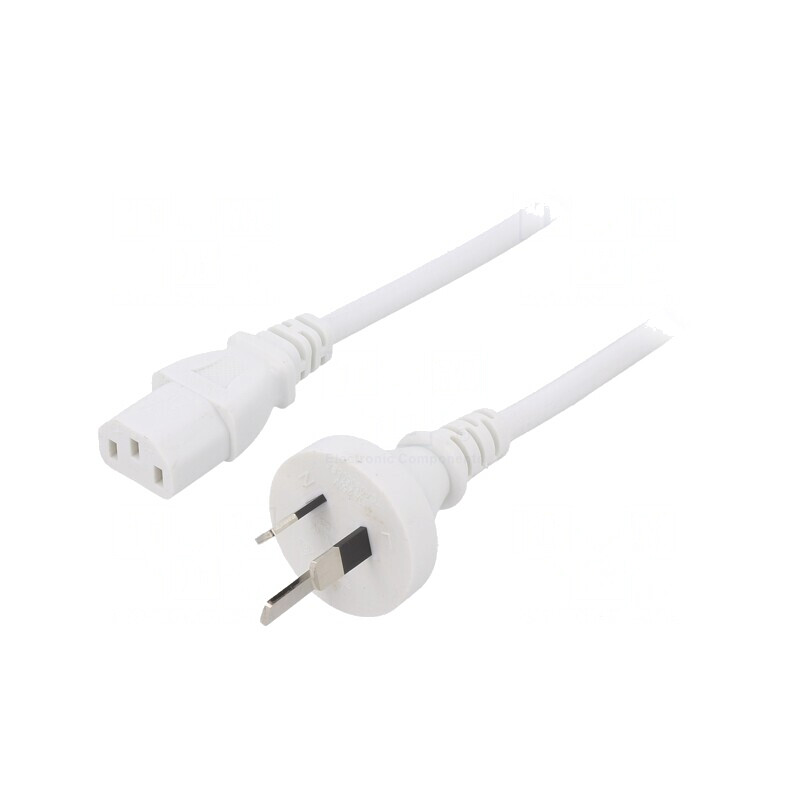 Cablu de Alimentare 5m Alb 3x1mm2 IEC C13 | Electronic-mag.ro | Componente Electronice