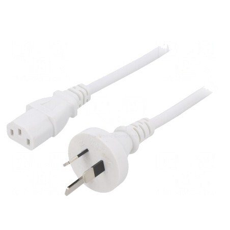 Cablu de Alimentare 5m Alb 3x1mm2 IEC C13 | Electronic-mag.ro | Componente Electronice