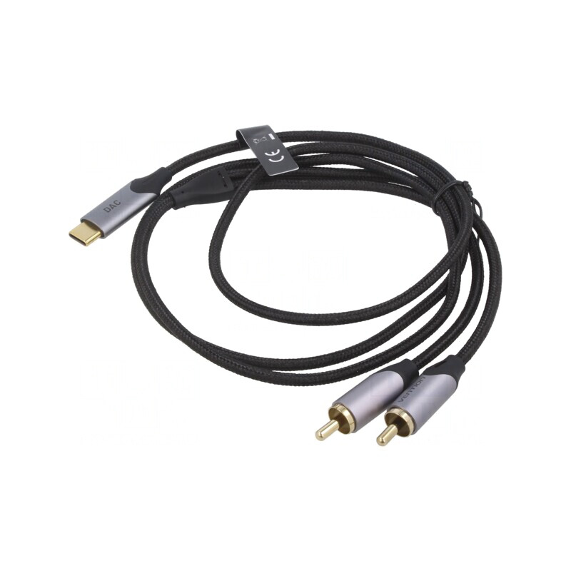 Cablu RCA x2 la USB C 2m Negru Aurit | Electronic-mag.ro | Componente Electronice