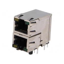 Soclu RJ45 Cat5 Ecranat Dublu cu LED 8p8c | Electronic-mag.ro | Componente Electronice
