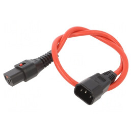 Cablu IEC C13 Mamă la C14 Tată 0.5m cu Blocare | Electronic-mag.ro | Componente Electronice