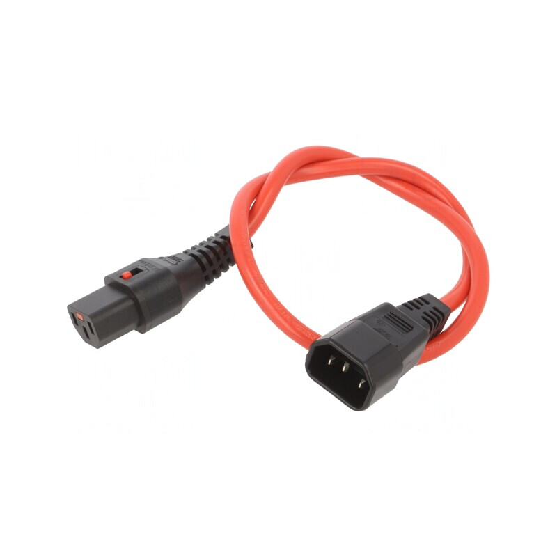 Cablu IEC C13 Mamă la C14 Tată 0.5m cu Blocare | Electronic-mag.ro | Componente Electronice
