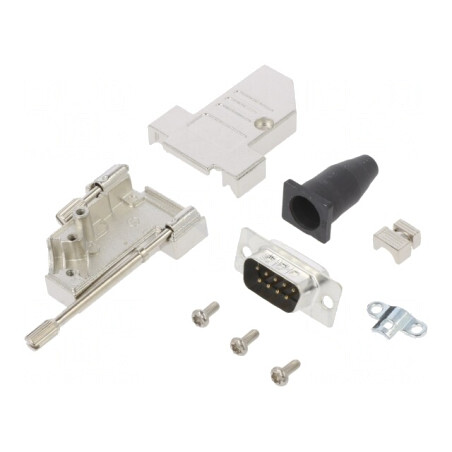 Conector D-Sub 9-Pin tată unghi 45° pentru cablu Gold Flash | Electronic-mag.ro | Componente Electronice