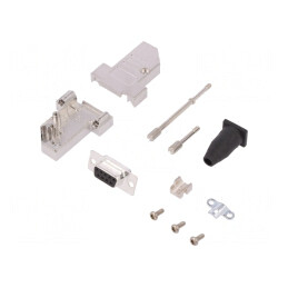 Conector D-Sub 9 PIN Mamă Lipire pe Cablu Negru Kit Complet | Electronic-mag.ro | Componente Electronice