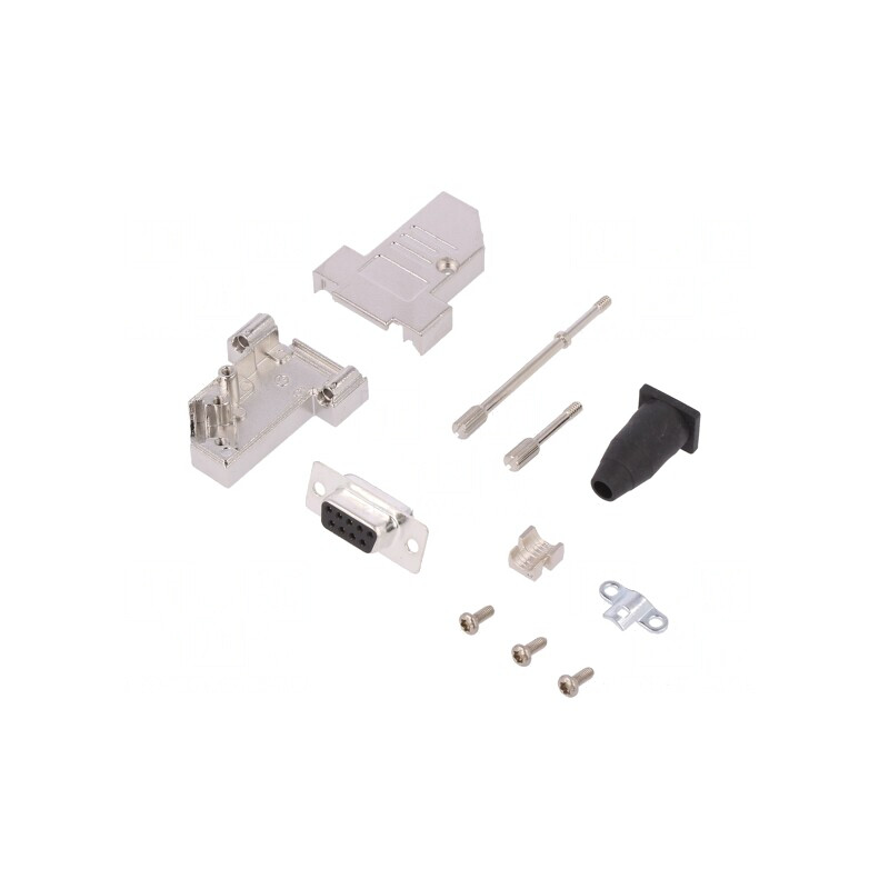 Conector D-Sub 9 PIN Mamă Lipire pe Cablu Negru Kit Complet | Electronic-mag.ro | Componente Electronice