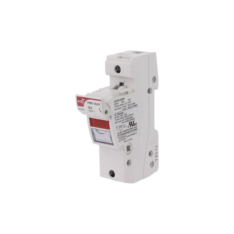 Clemă Siguranțe Cilindrice 14x51mm Șină DIN 50A Gri | Electronic-mag.ro | Componente Electronice