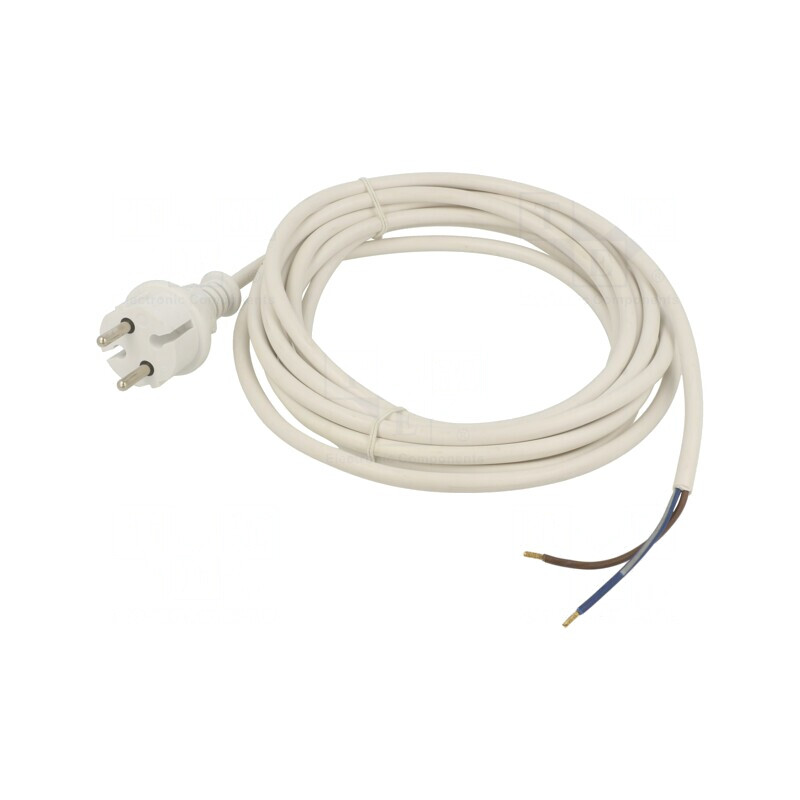 Cablu Electric PVC 5m Alb 16A 250V 2x1,5mm2 | Electronic-mag.ro | Componente Electronice